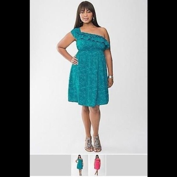 Lane Bryant Ruffled One Shoulder Dress 26 - Picture 1 of 1